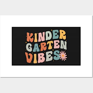 Retro Teacher Shirts Back to School Teacher Shirt Kinder Garten Vibes Shirt for Teachers Back to School Shirt Teacher Gifts First Grade Vibes Posters and Art